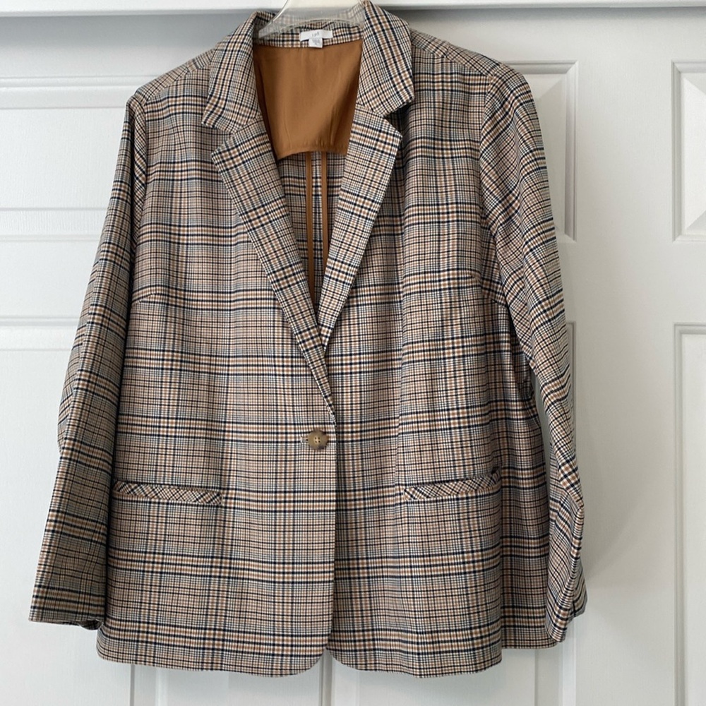 J. Jill Navy Plaid, Polyester/viscose Blazer, XL, Never Worn